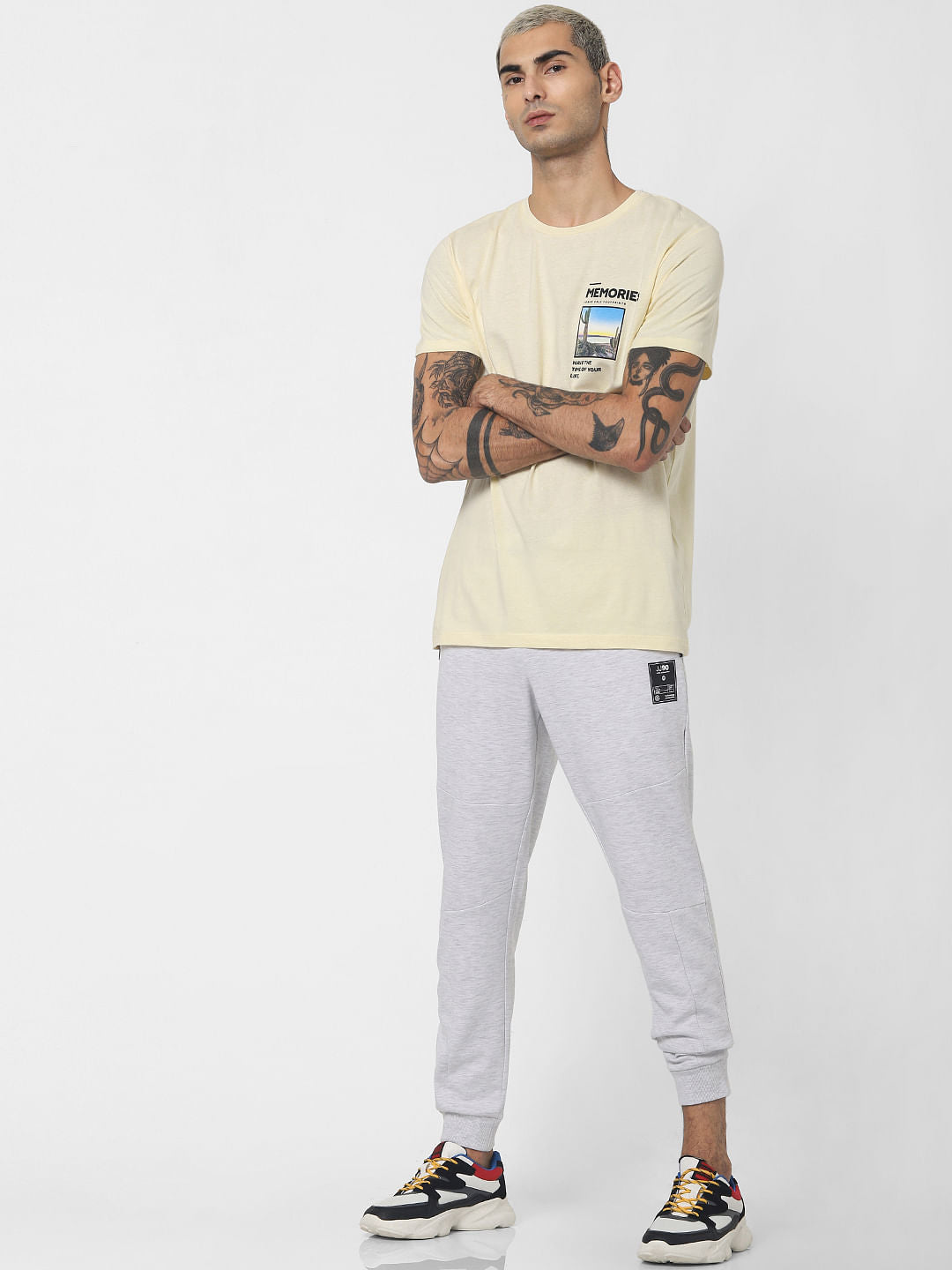 Yellow Graphic Print Crew Neck T-shirt