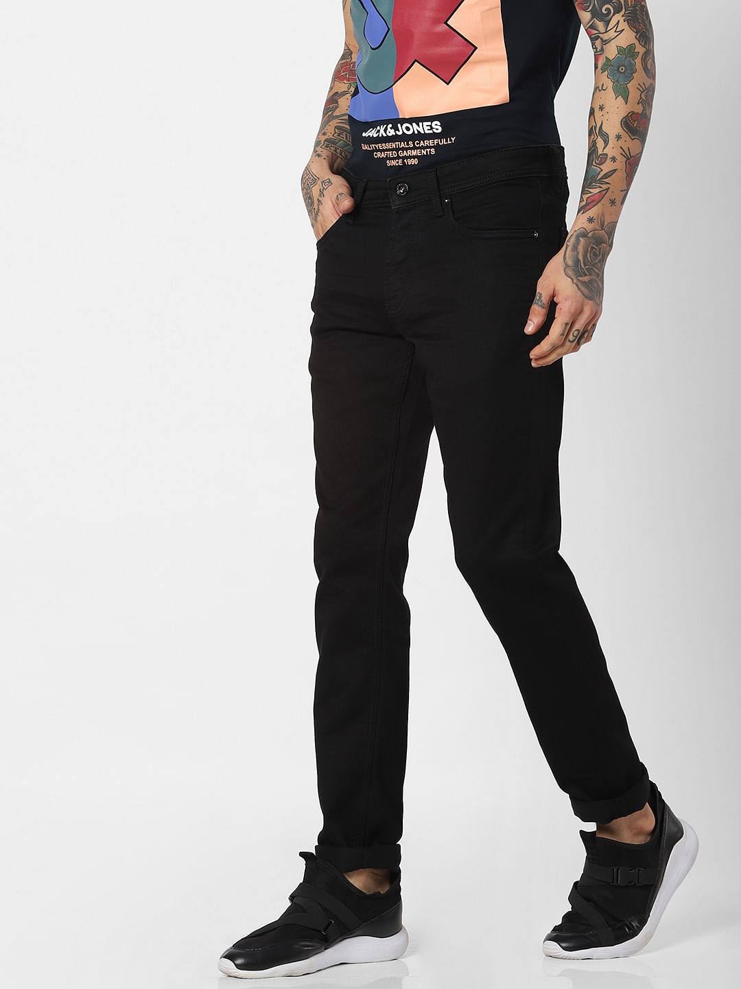 Black Low Rise Glenn Slim Fit Jeans