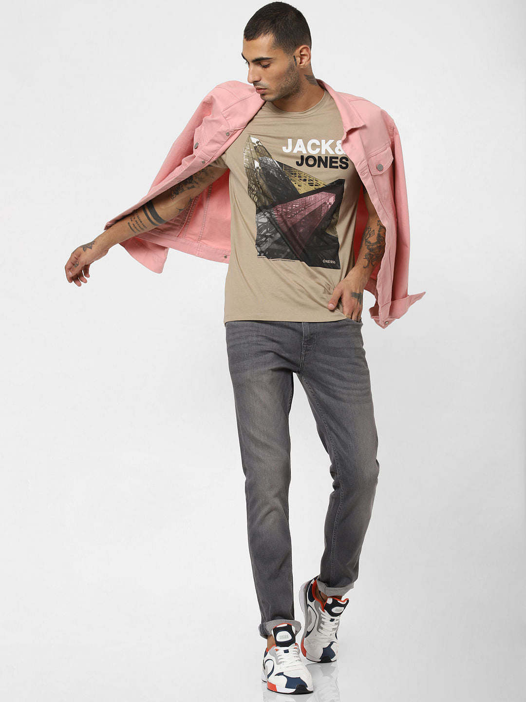 Brown Logo Print Crew Neck T-shirt - S