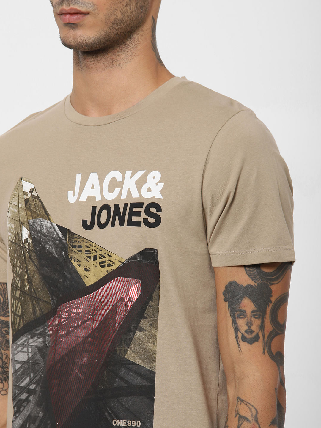 Brown Logo Print Crew Neck T-shirt
