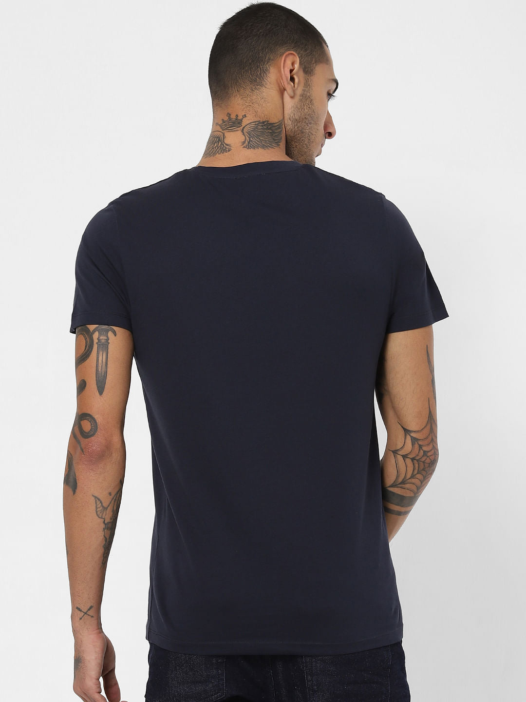 Blue Logo Print Crew Neck T-shirt
