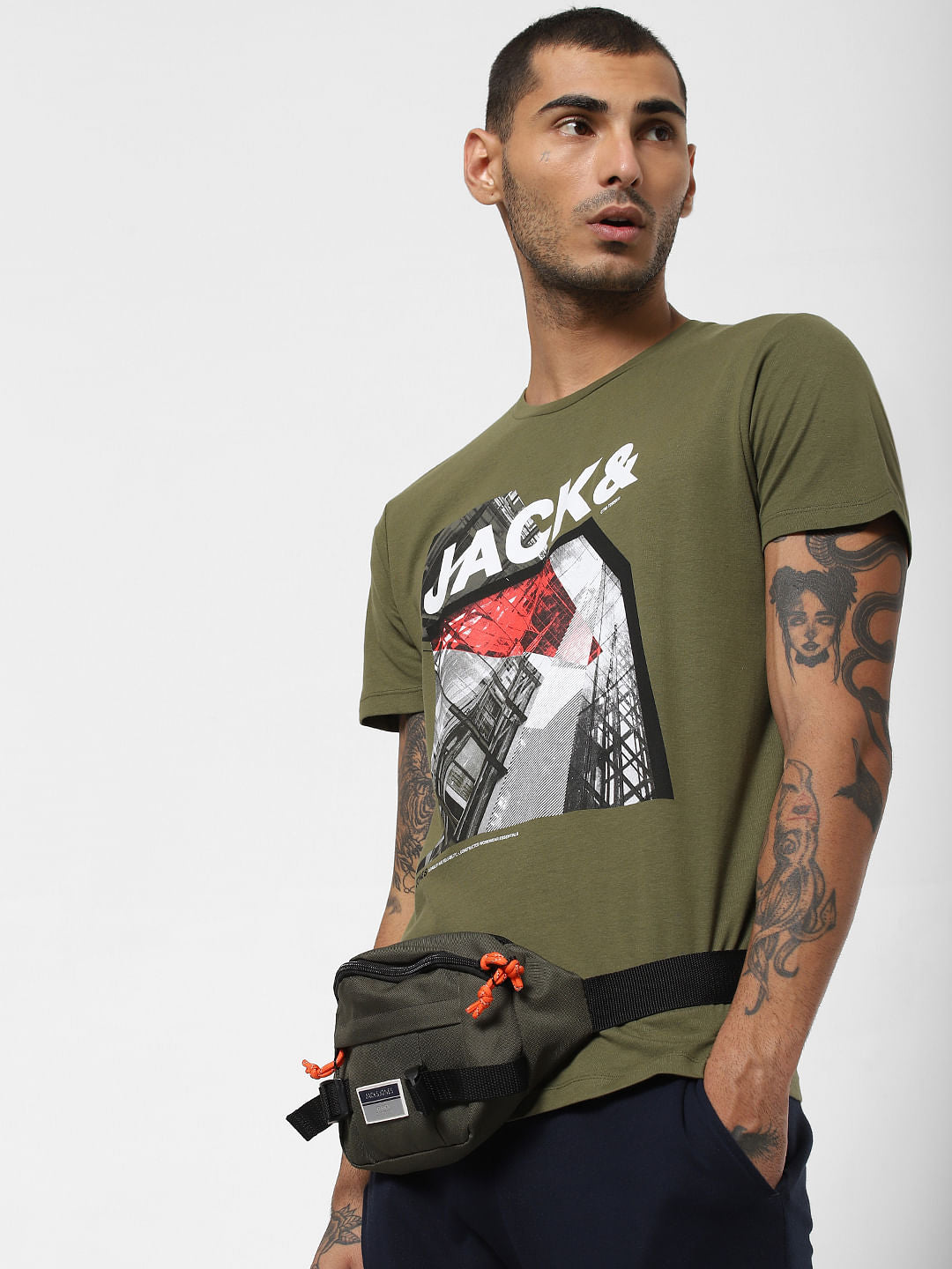 Green Logo Print Crew Neck T-shirt - S