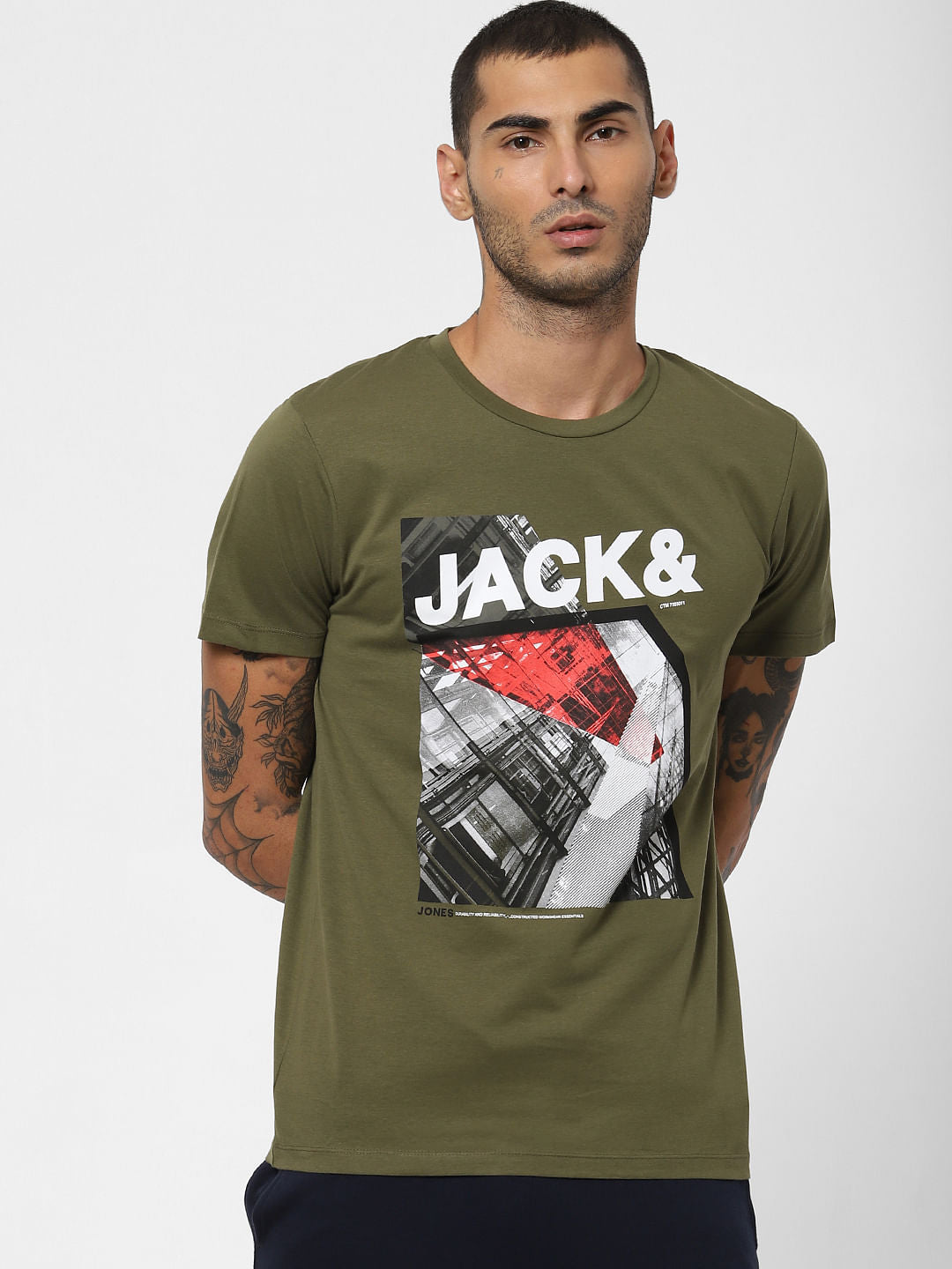 Green Logo Print Crew Neck T-shirt