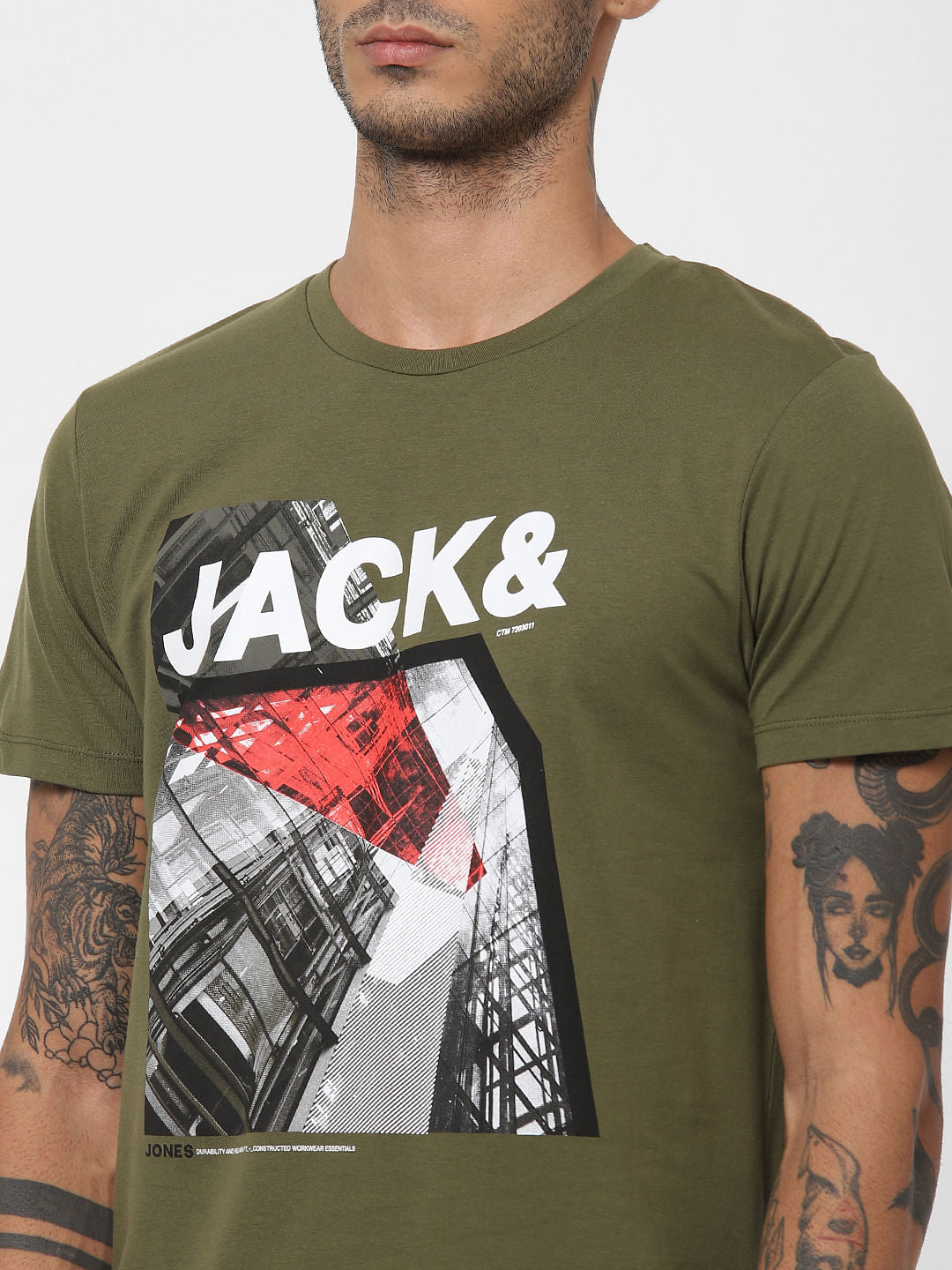 Green Logo Print Crew Neck T-shirt