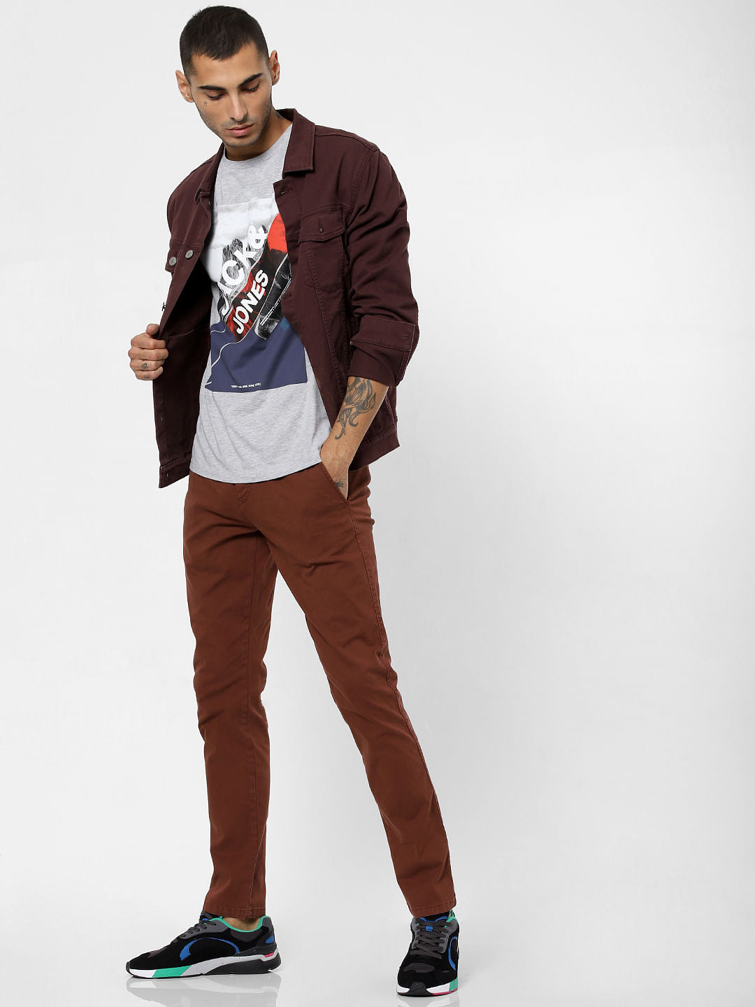 Grey Logo Print Crew Neck T-shirt - S