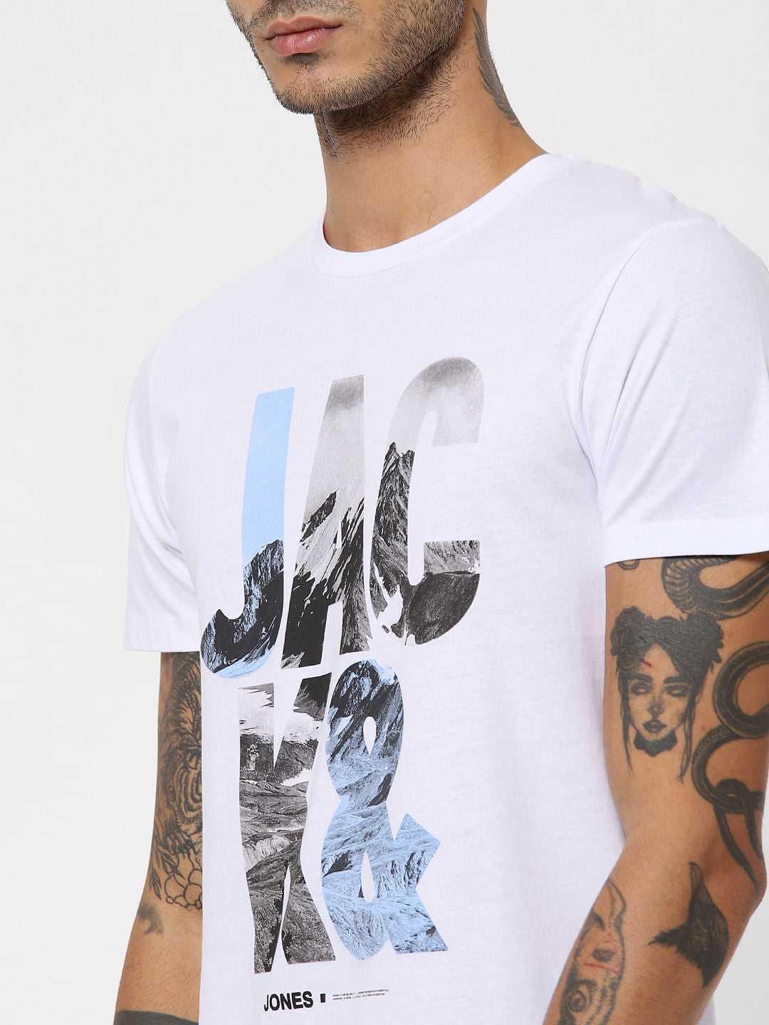 White Text Print Crew Neck T-shirt