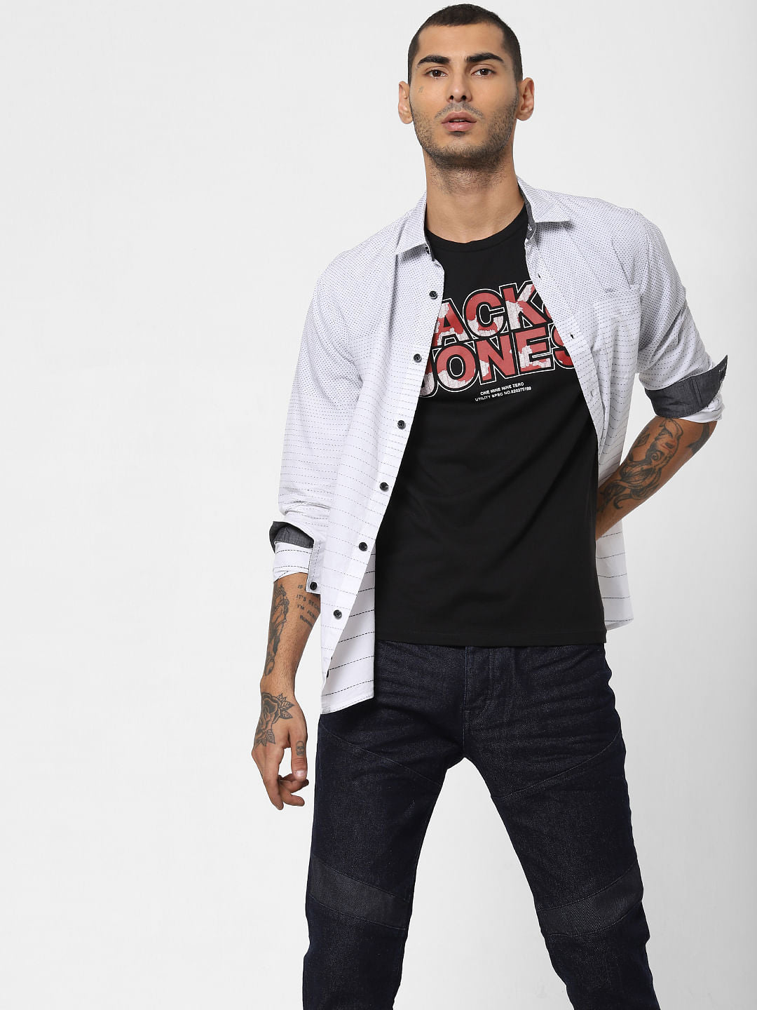 Black Logo Print Crew Neck T-shirt - S