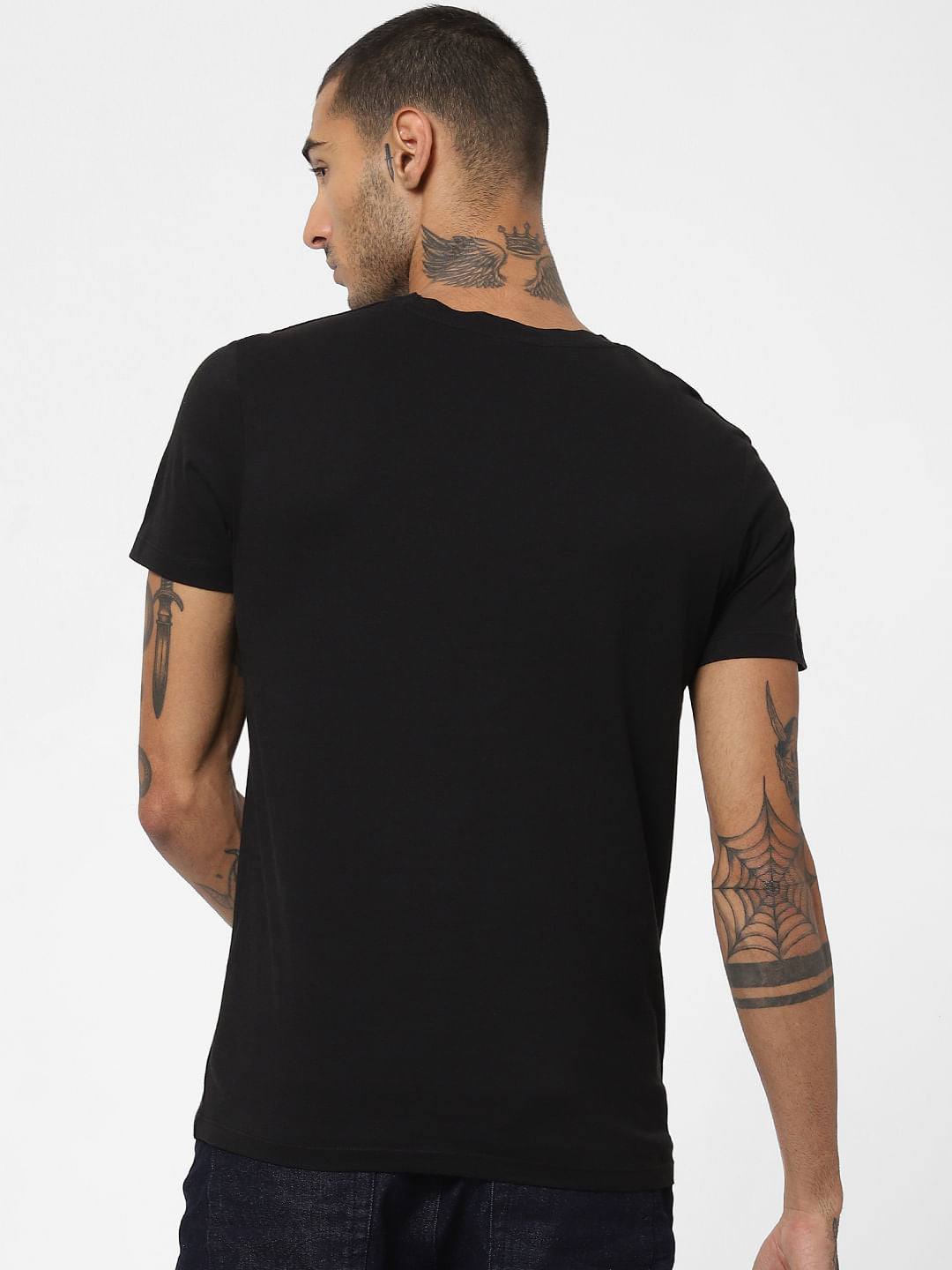 Black Logo Print Crew Neck T-shirt