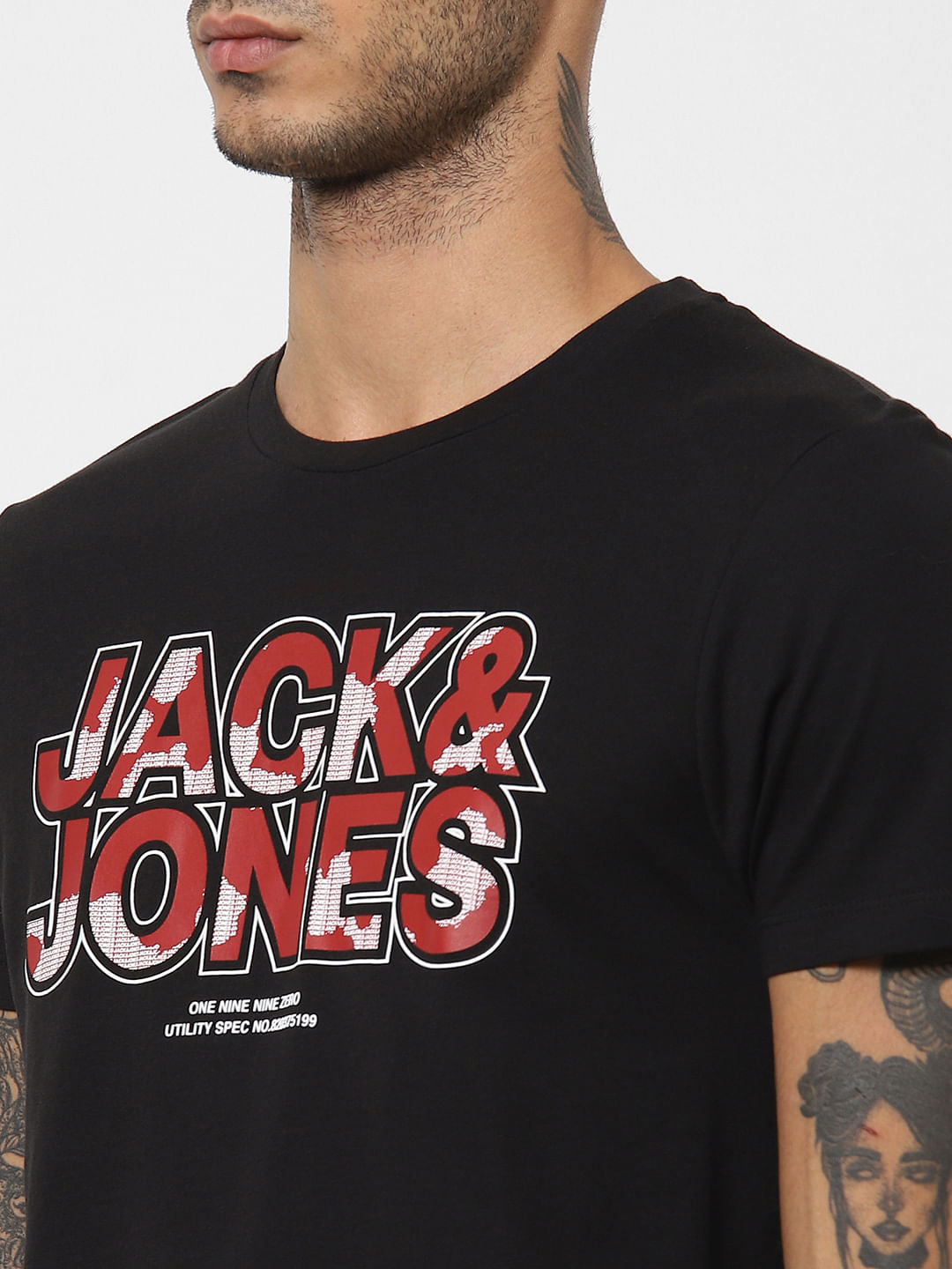 Black Logo Print Crew Neck T-shirt
