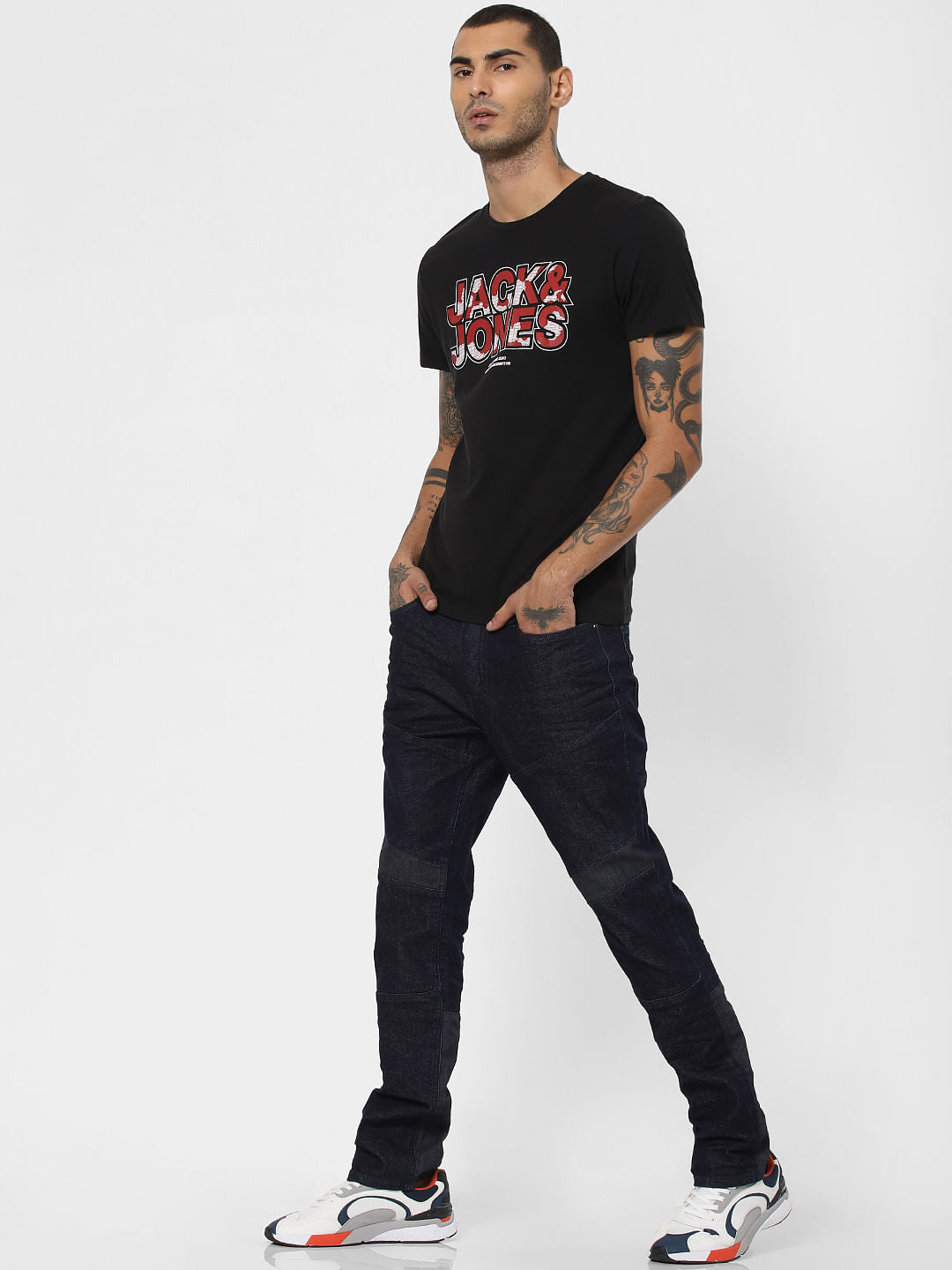 Black Logo Print Crew Neck T-shirt