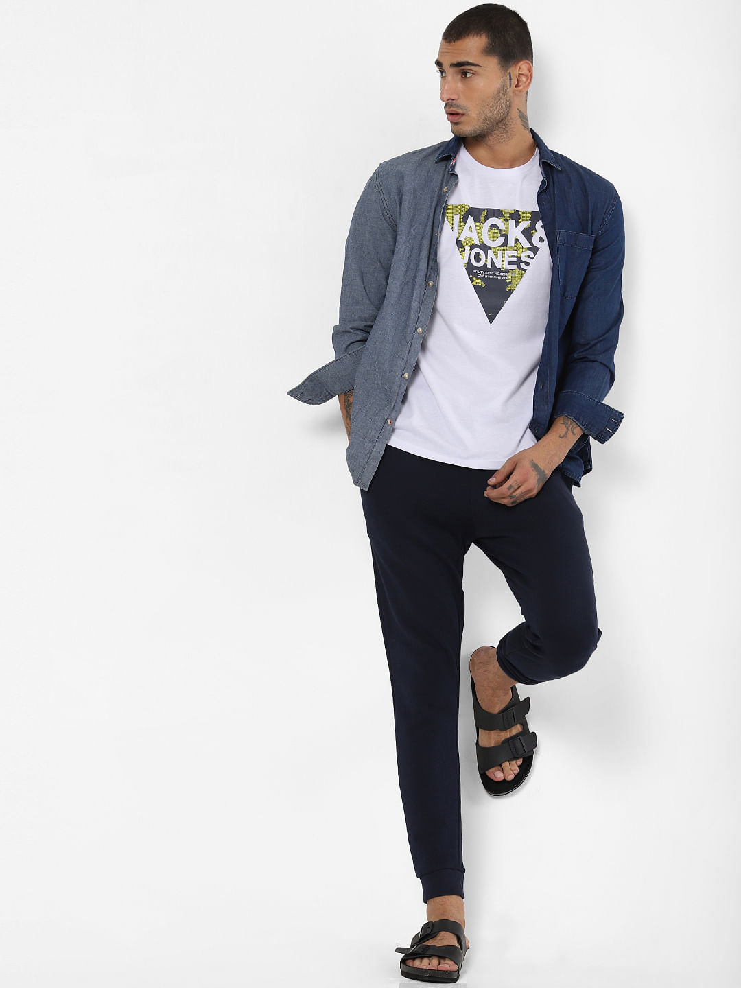 White Logo Print Crew Neck T-shirt - S