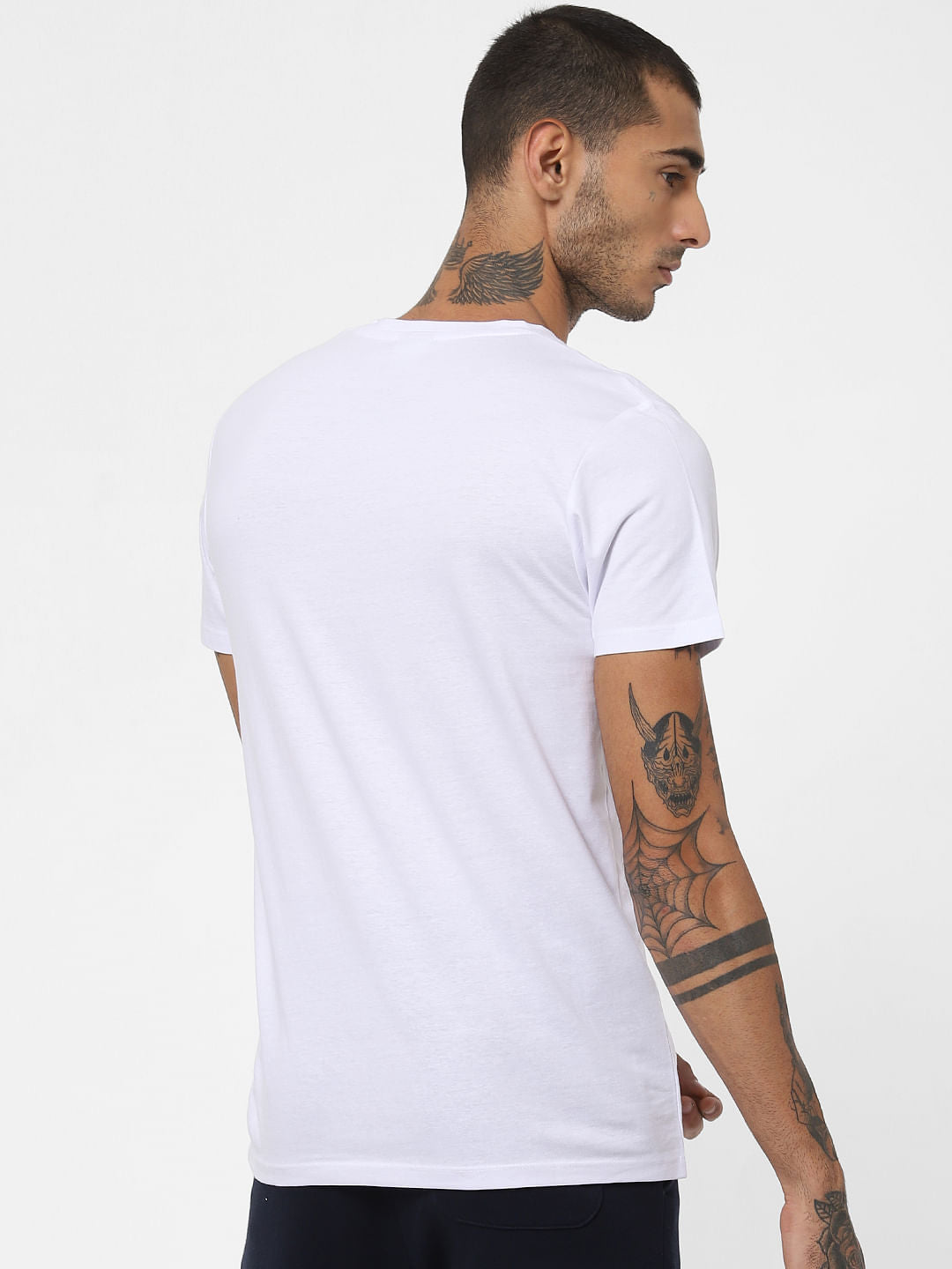 White Logo Print Crew Neck T-shirt
