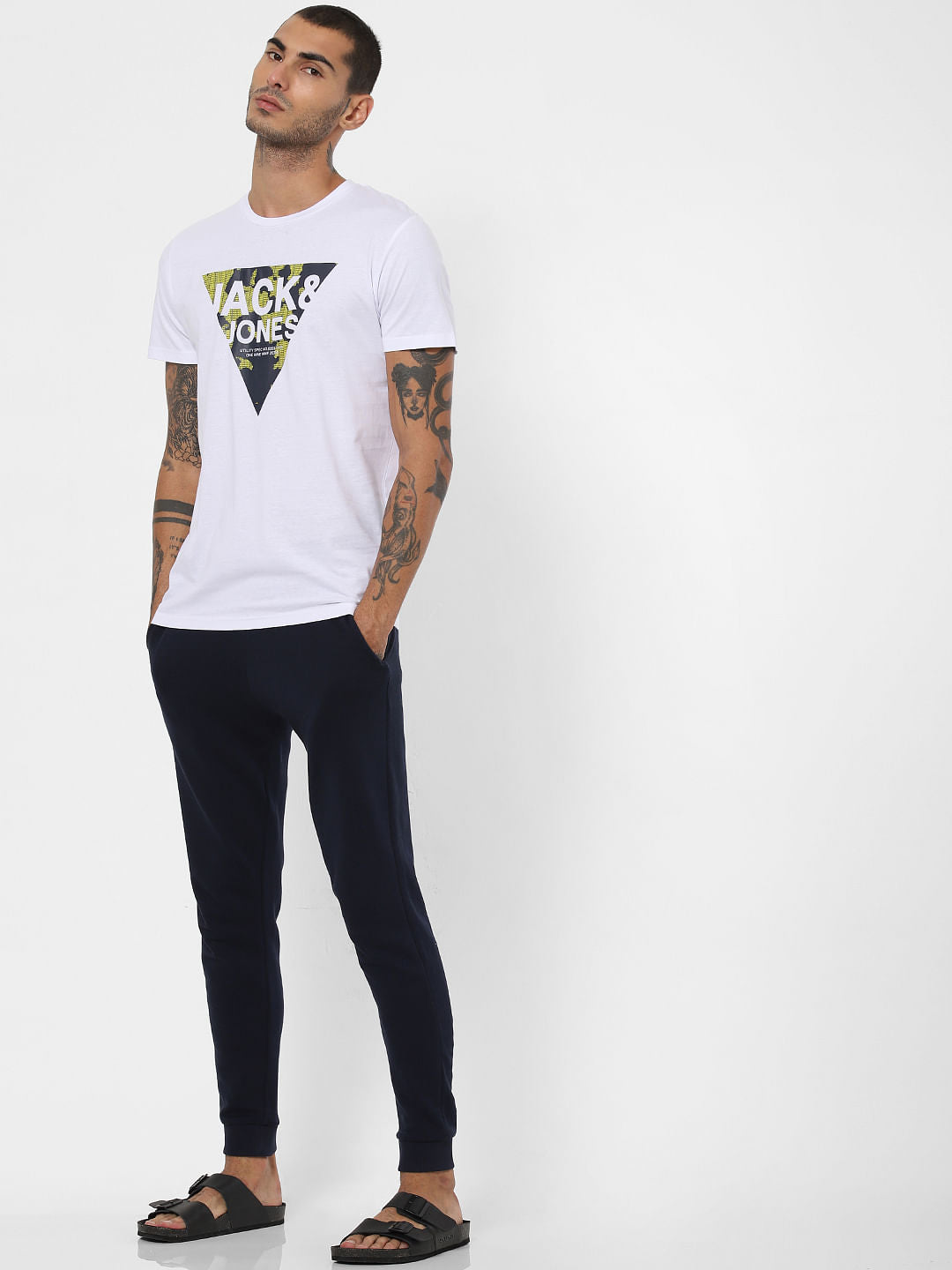 White Logo Print Crew Neck T-shirt