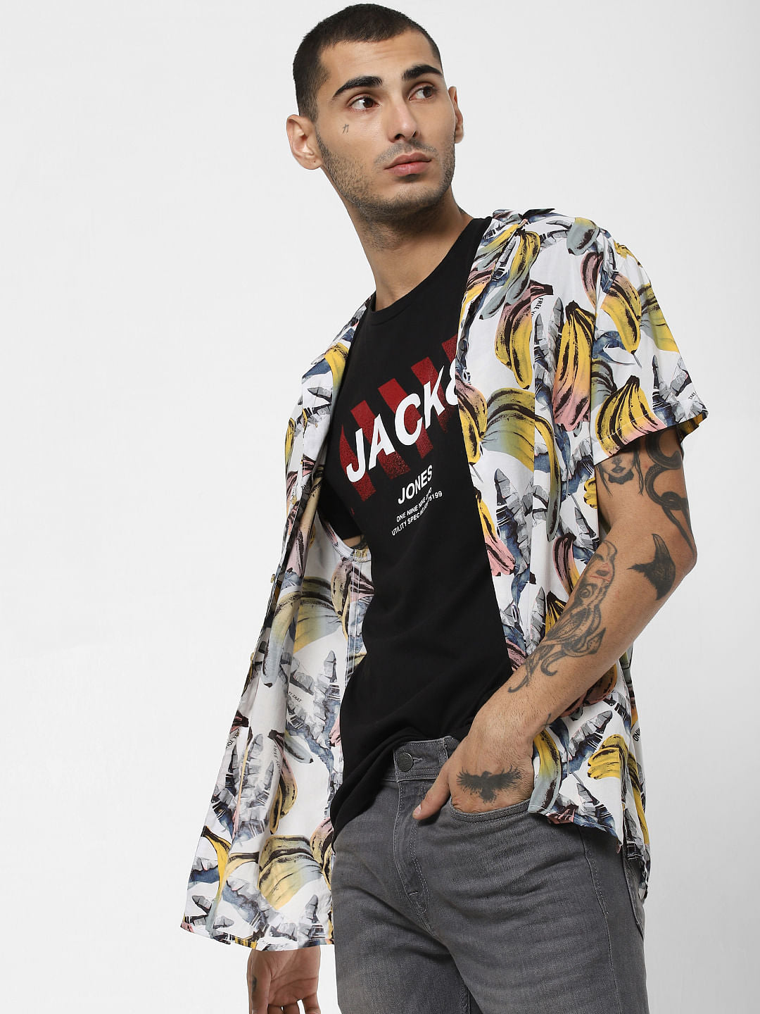 Black Logo Print Crew Neck T-shirt - S