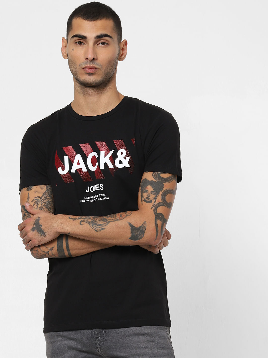 Black Logo Print Crew Neck T-shirt