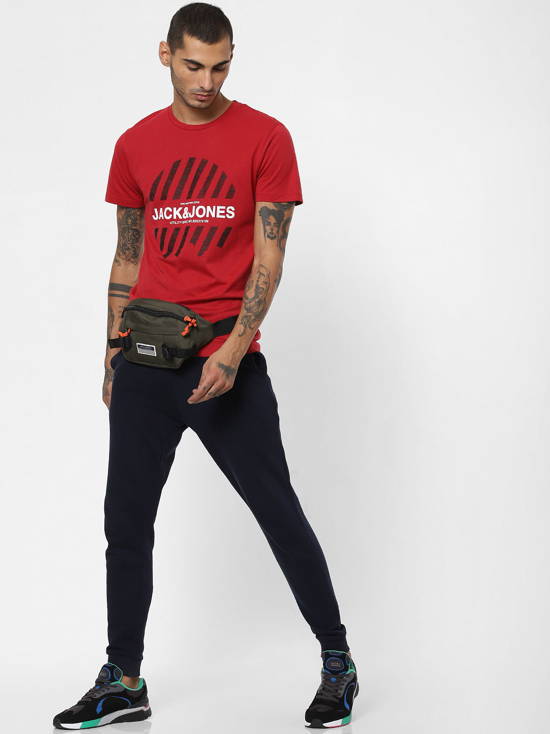 Red Logo Print Crew Neck T-shirt - S