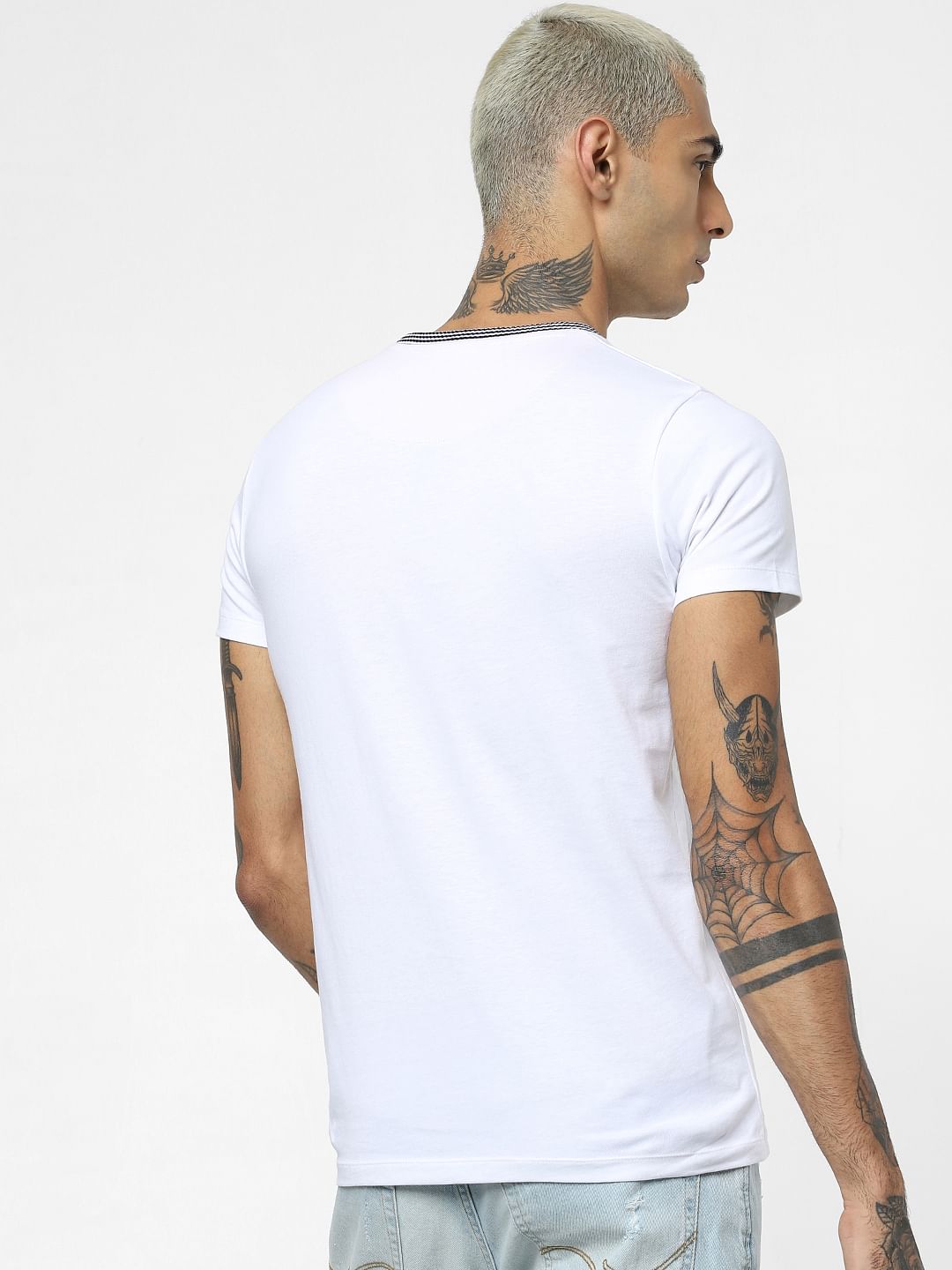 X Johnny Bravo White Graphic Print Crew Neck T-shirt