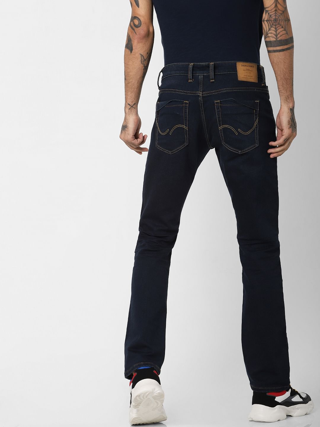 Dark Blue Mid Rise Clark Regular Fit Jeans