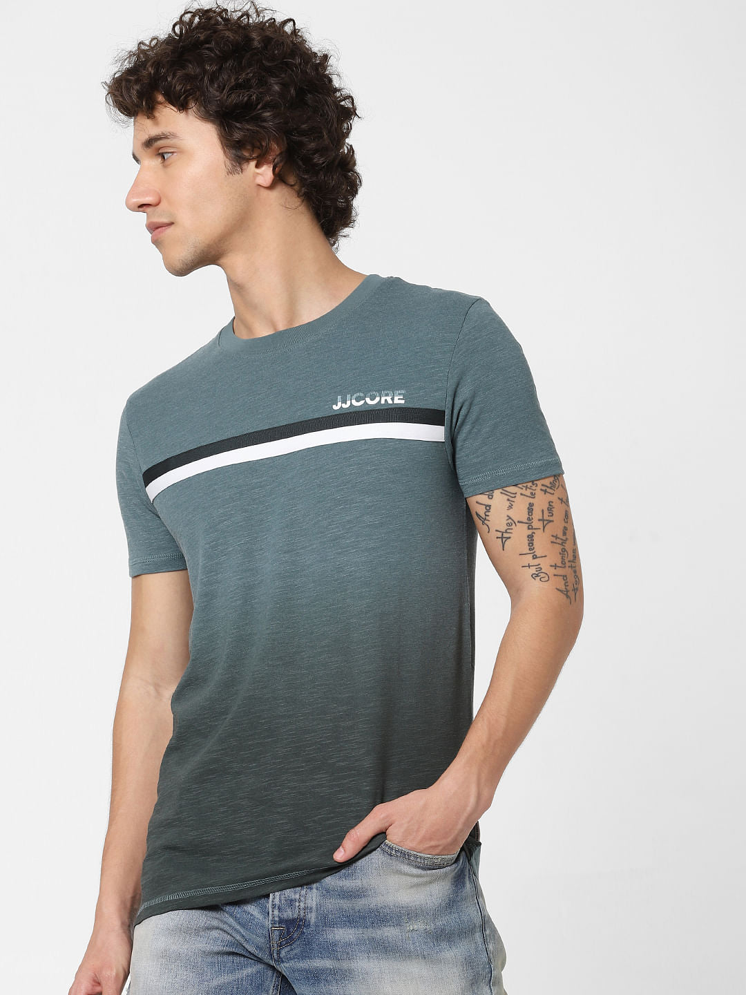 Green Logo Print Crew Neck T-shirt