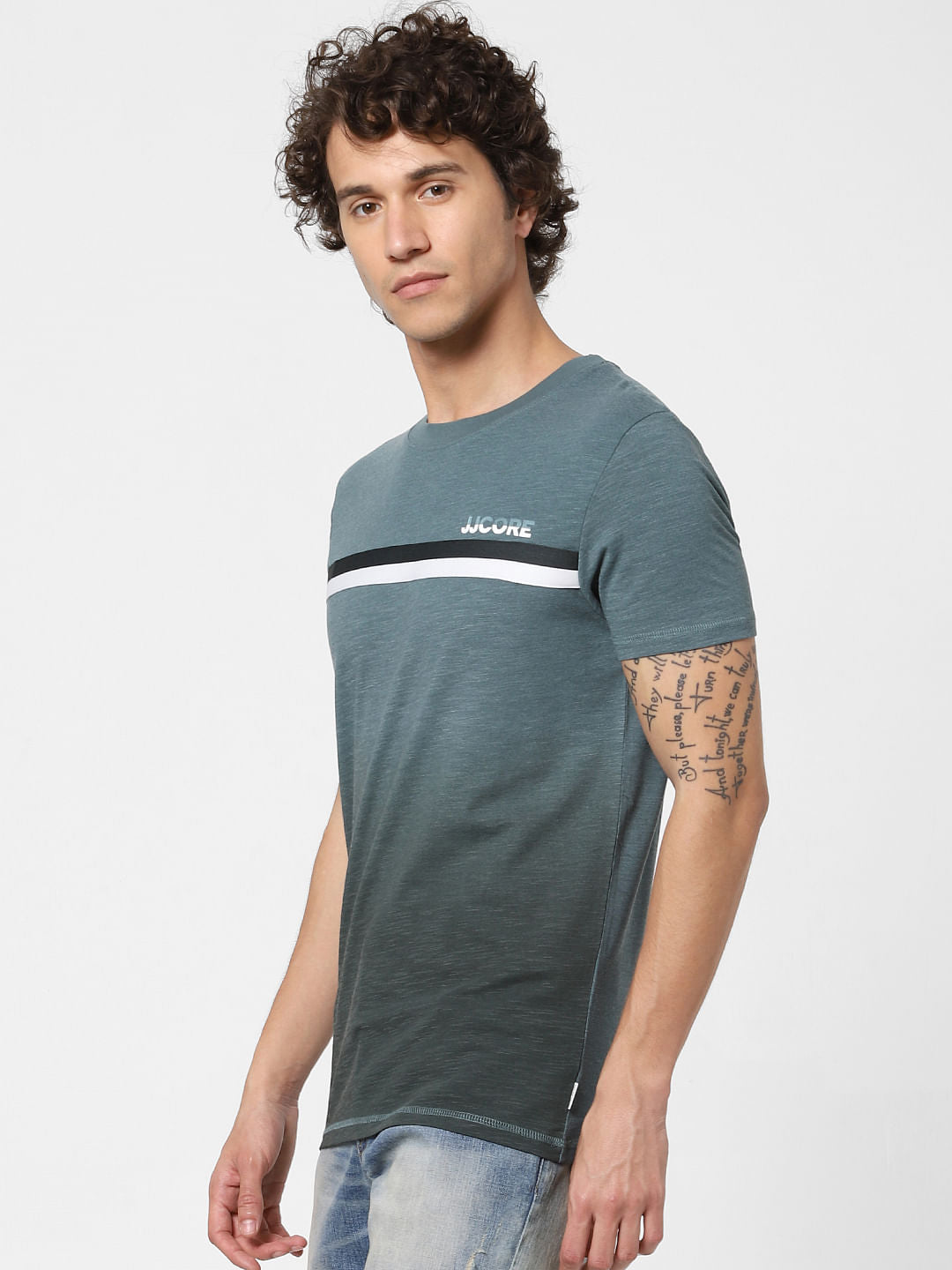Green Logo Print Crew Neck T-shirt