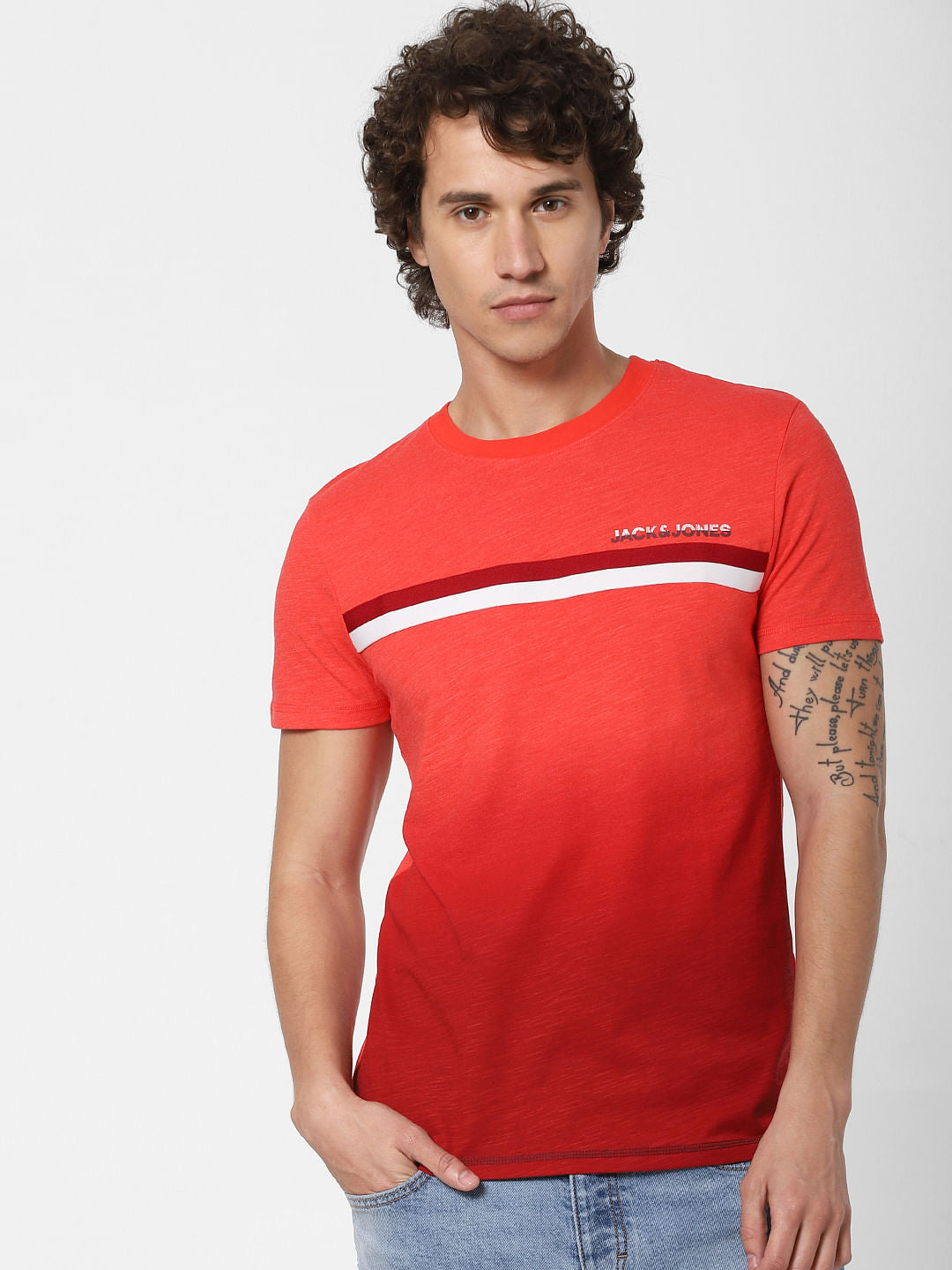 Red Logo Print Crew Neck T-shirt