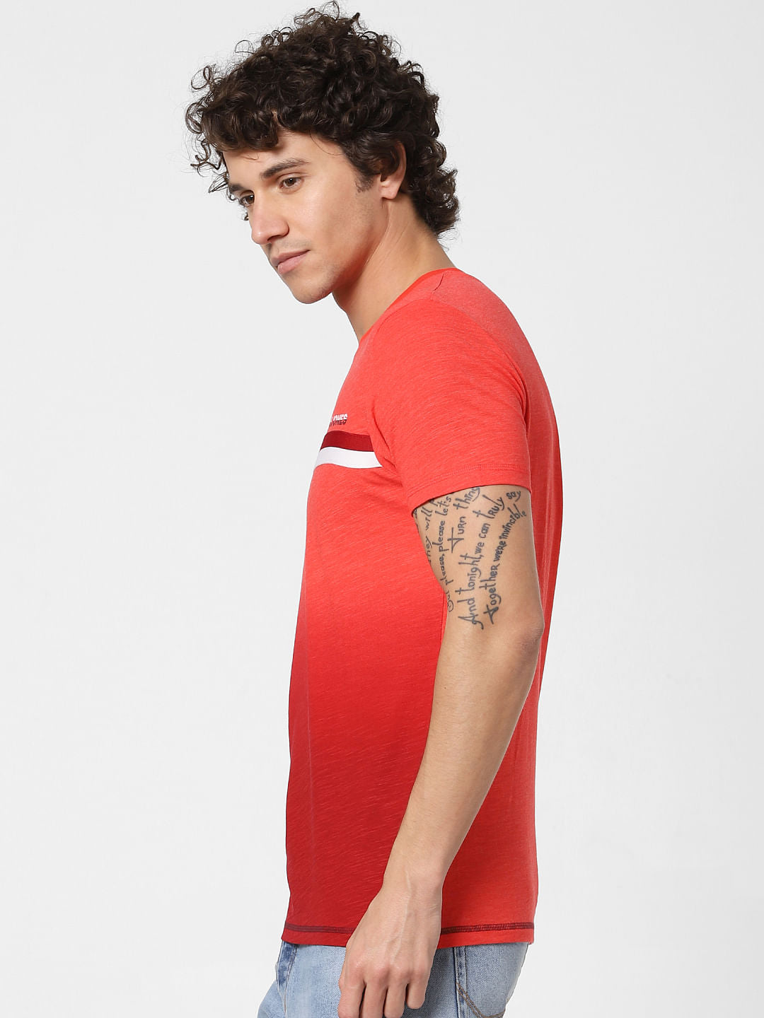 Red Logo Print Crew Neck T-shirt