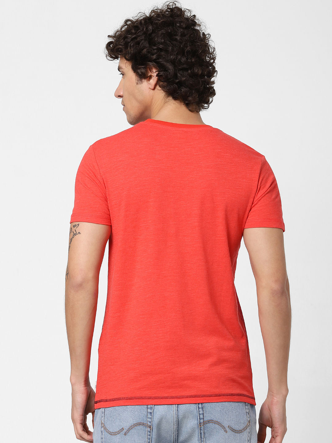 Red Logo Print Crew Neck T-shirt