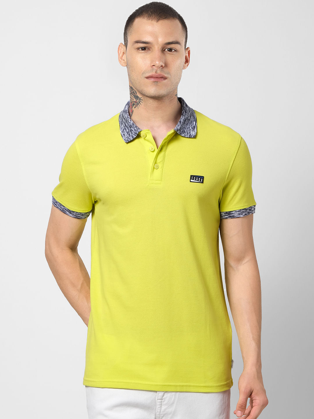 Neon Green Contrast Tipping Polo T-shirt