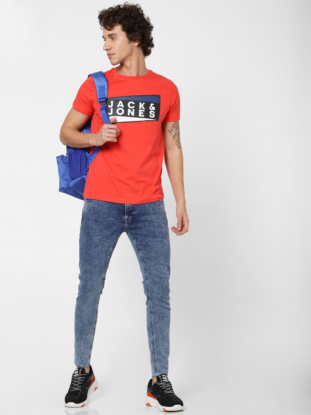 Red Logo Print Crew Neck T-shirt