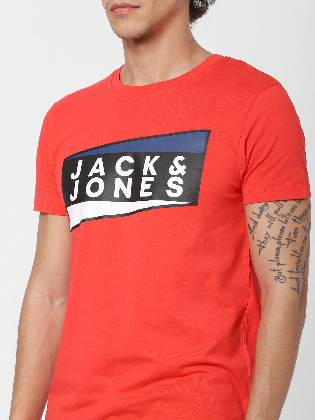 Red Logo Print Crew Neck T-shirt