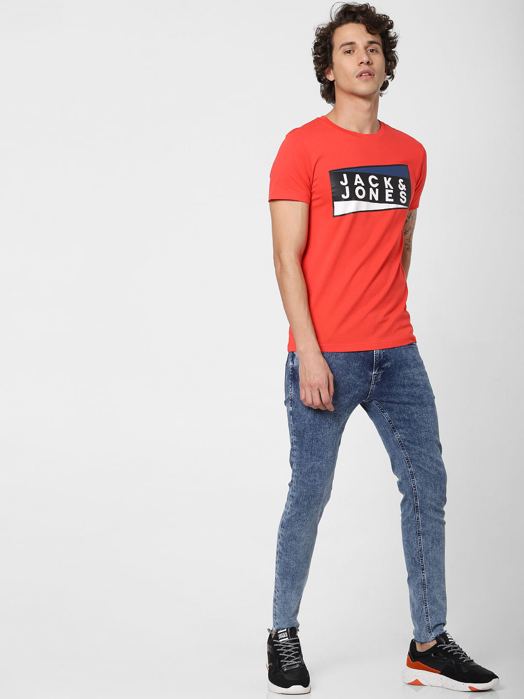 Red Logo Print Crew Neck T-shirt