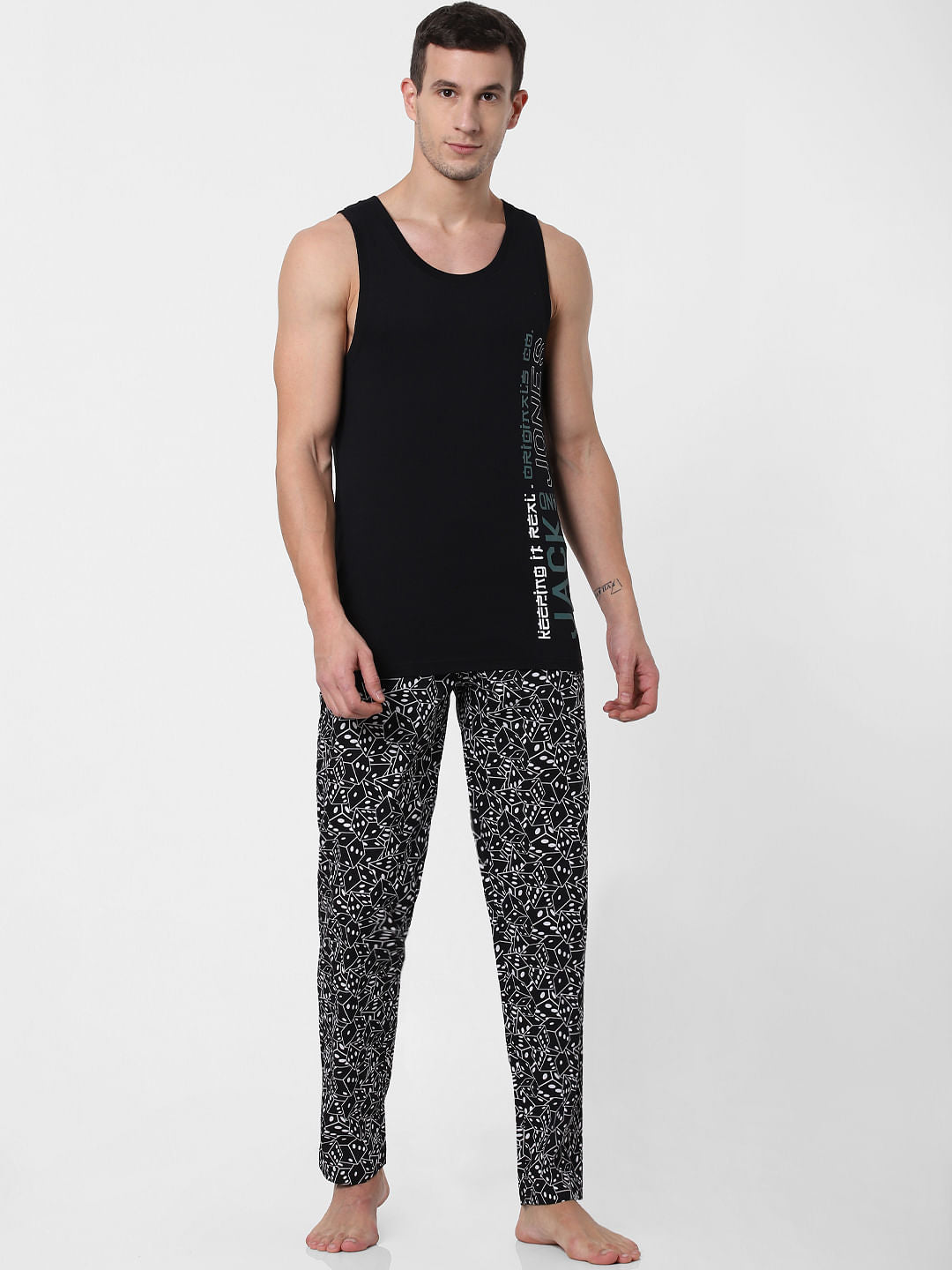 Black Dice Print Pyjama