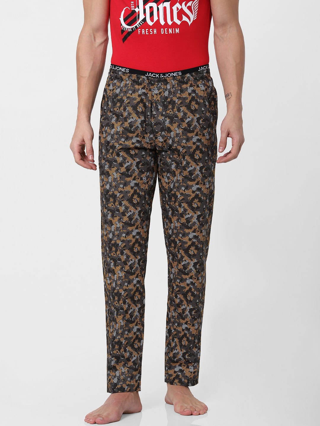 Dark Yellow Camo Print Pyjama