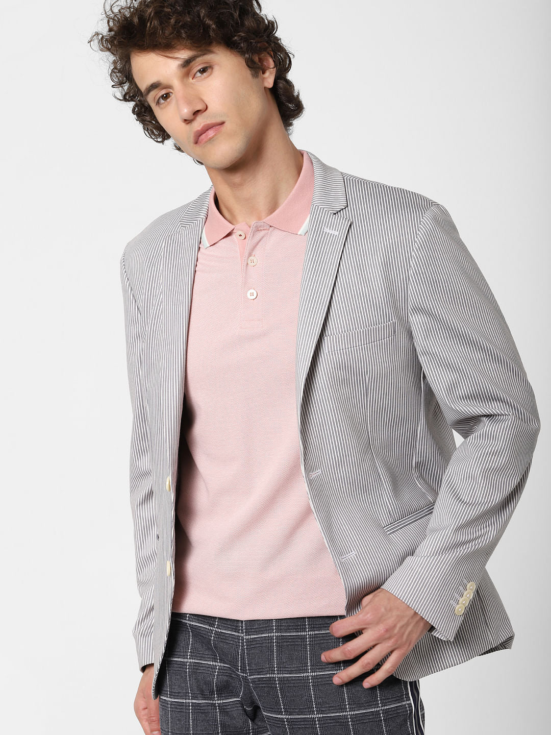 Pink Contrast Tipping Polo Neck T-shirt - S