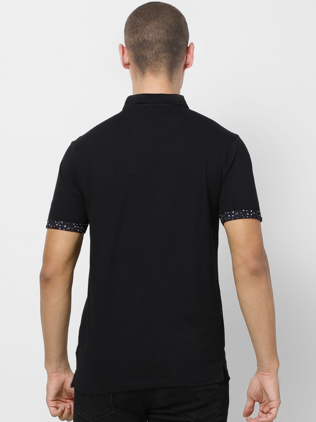 Black Contrast Tipping Polo T-shirt