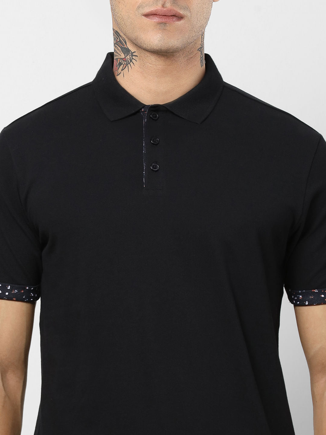Black Contrast Tipping Polo T-shirt