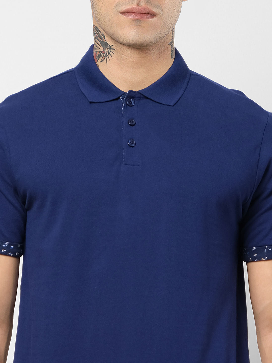Blue Contrast Tipping Polo T-shirt