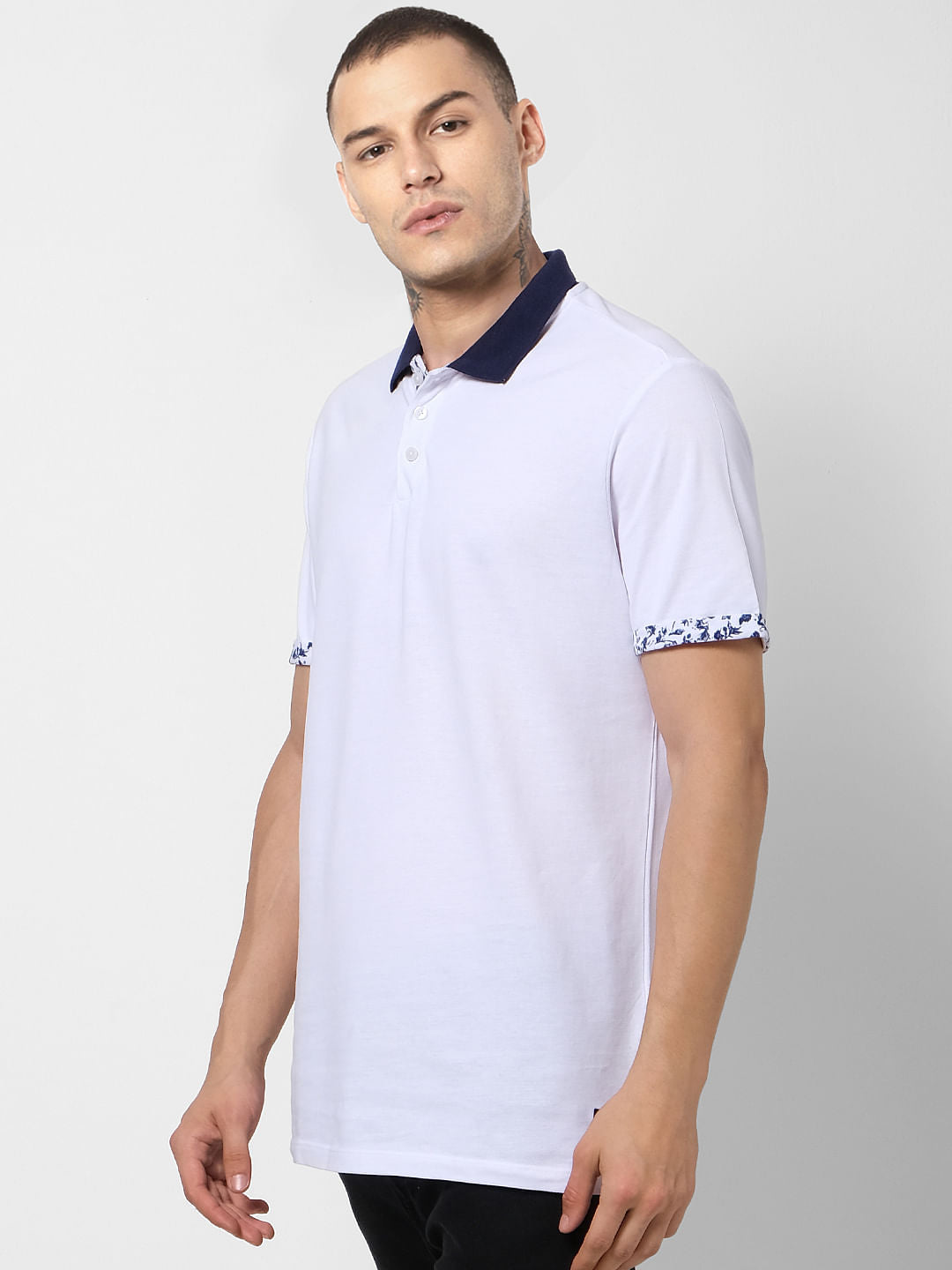 White Contrast Tipping Polo T-shirt