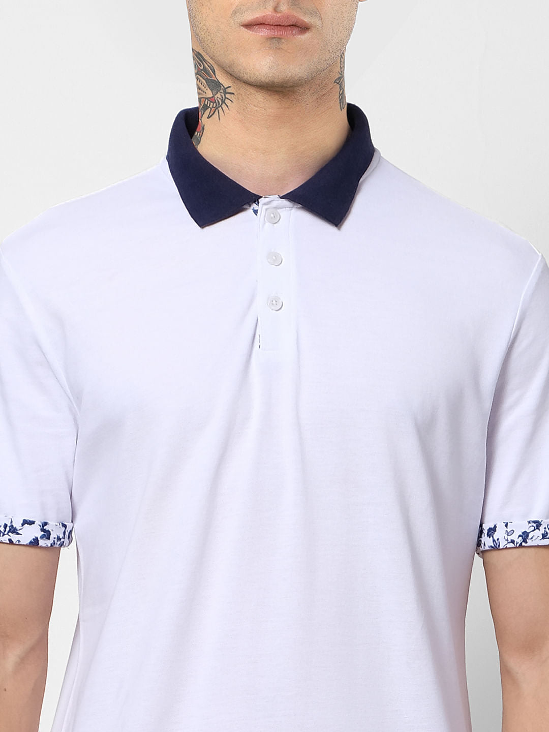 White Contrast Tipping Polo T-shirt
