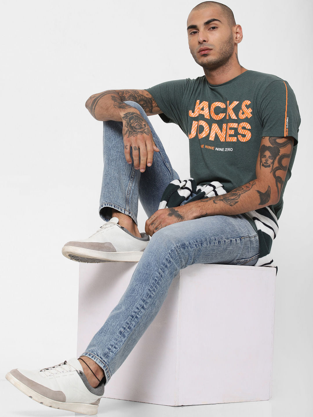 Green Logo Print Crew Neck T-shirt - S