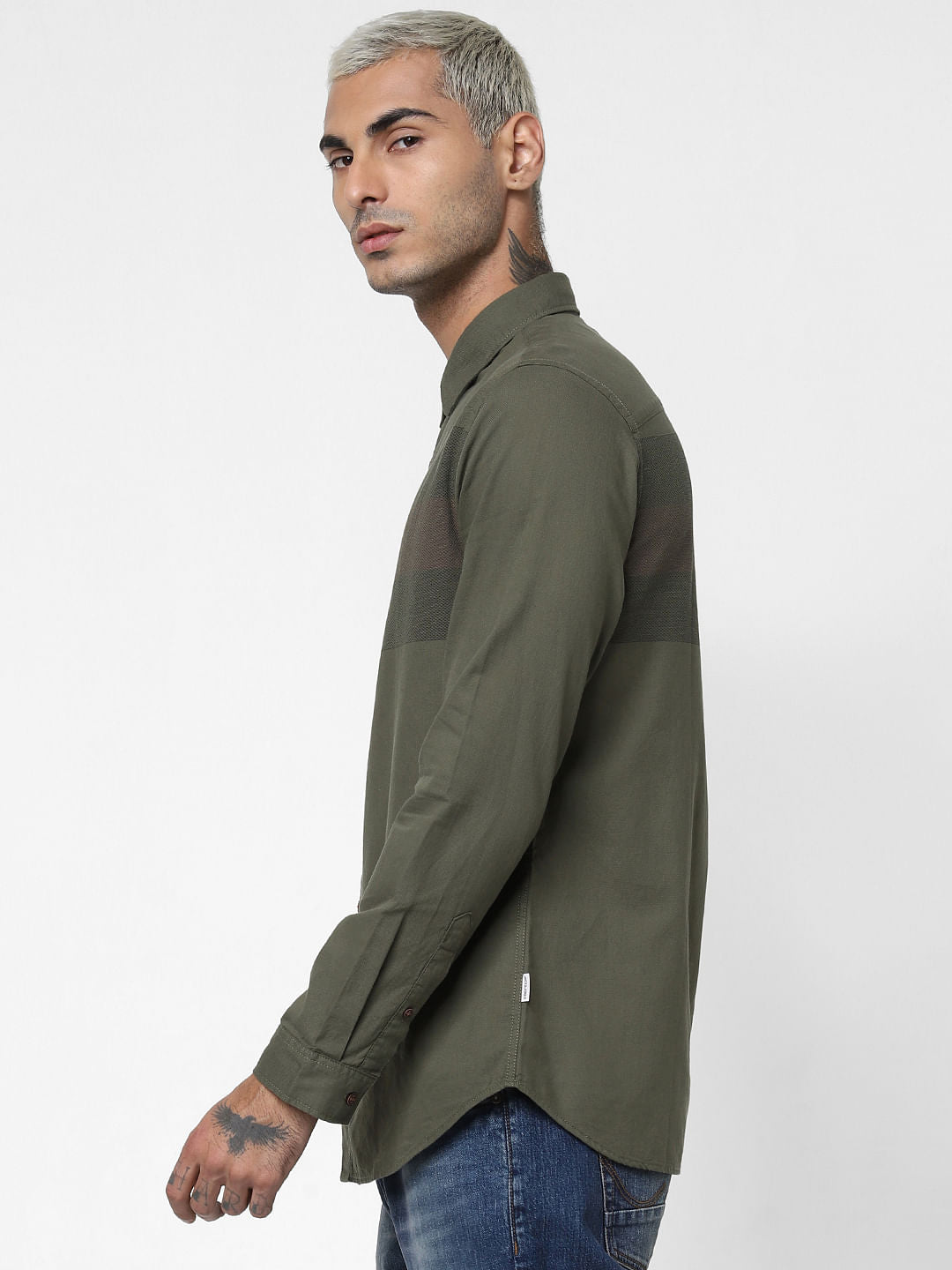 Green Patch Print Full Sleeves Shirt