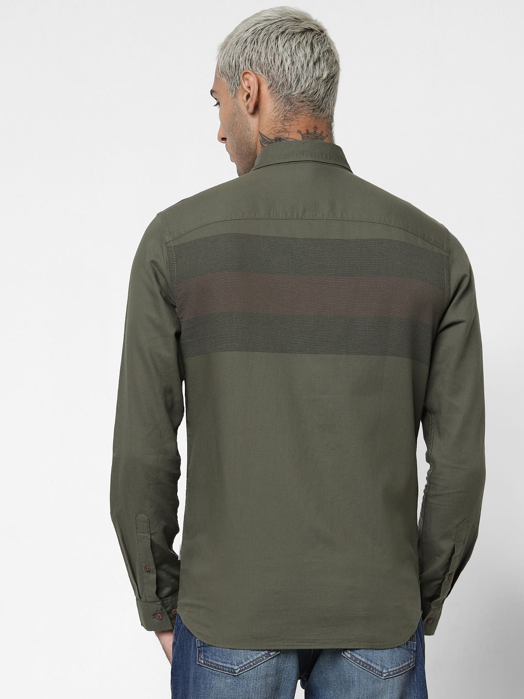 Green Patch Print Full Sleeves Shirt