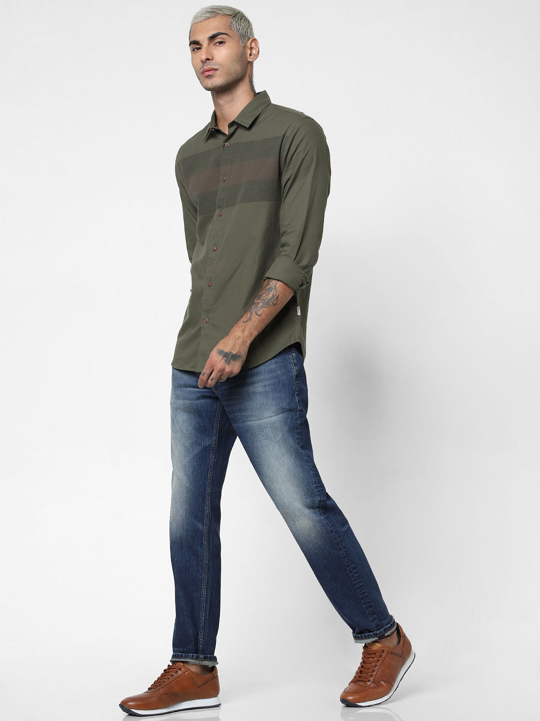 Green Patch Print Full Sleeves Shirt