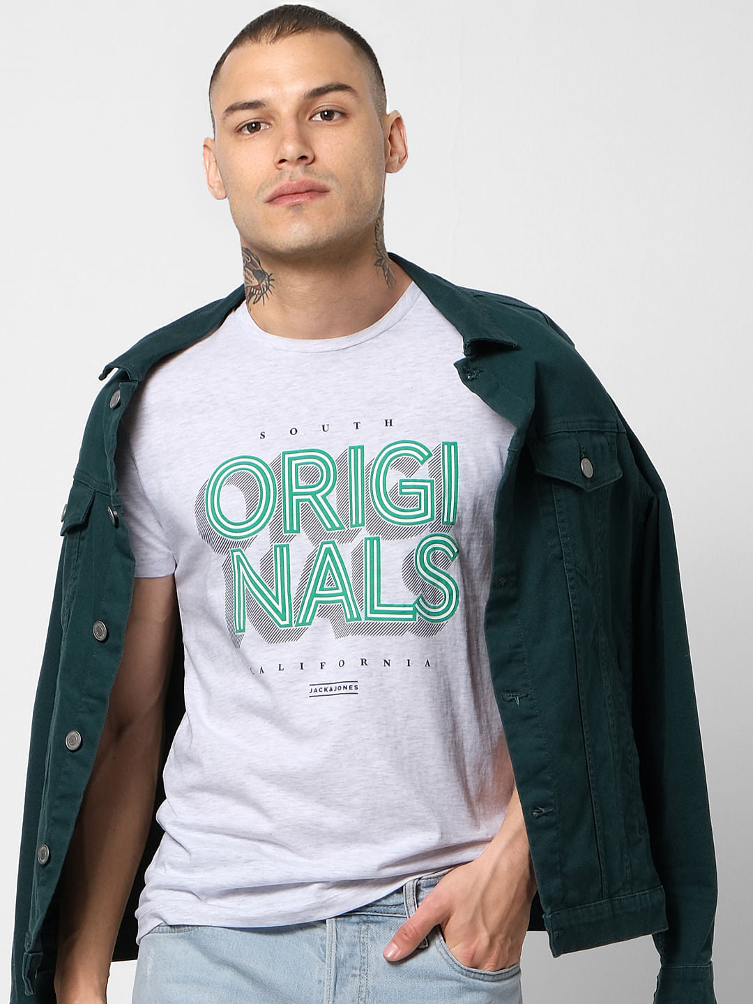 Light Grey Logo Print Crew Neck T-shirt