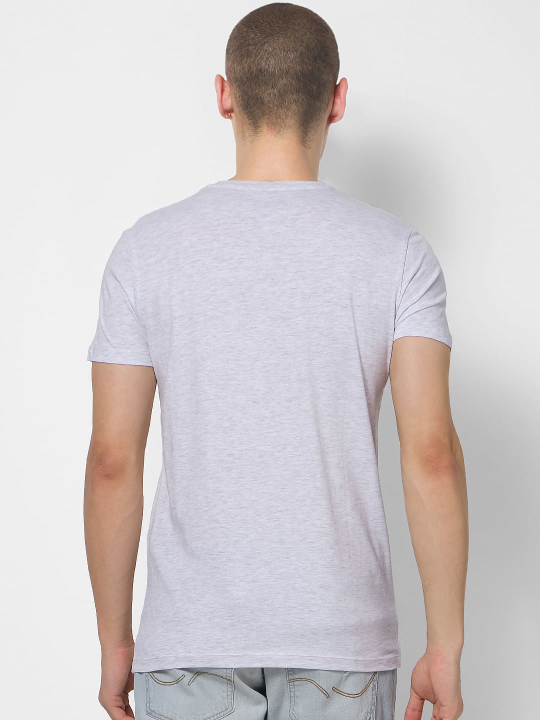 Light Grey Logo Print Crew Neck T-shirt