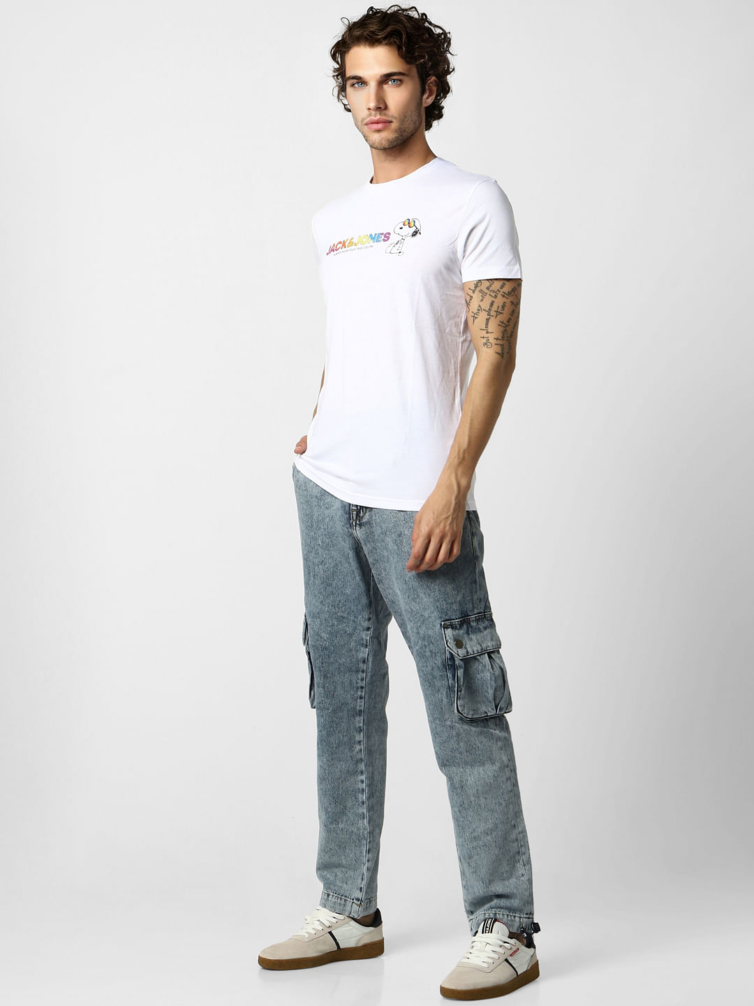 x Snoopy White Snoopy Print Crew Neck T-shirt - S