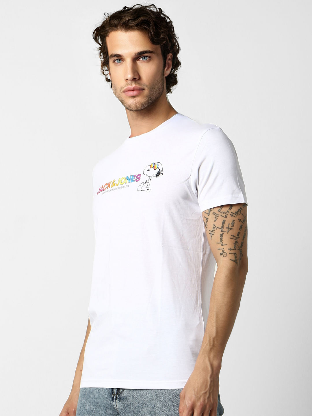 x Snoopy White Snoopy Print Crew Neck T-shirt