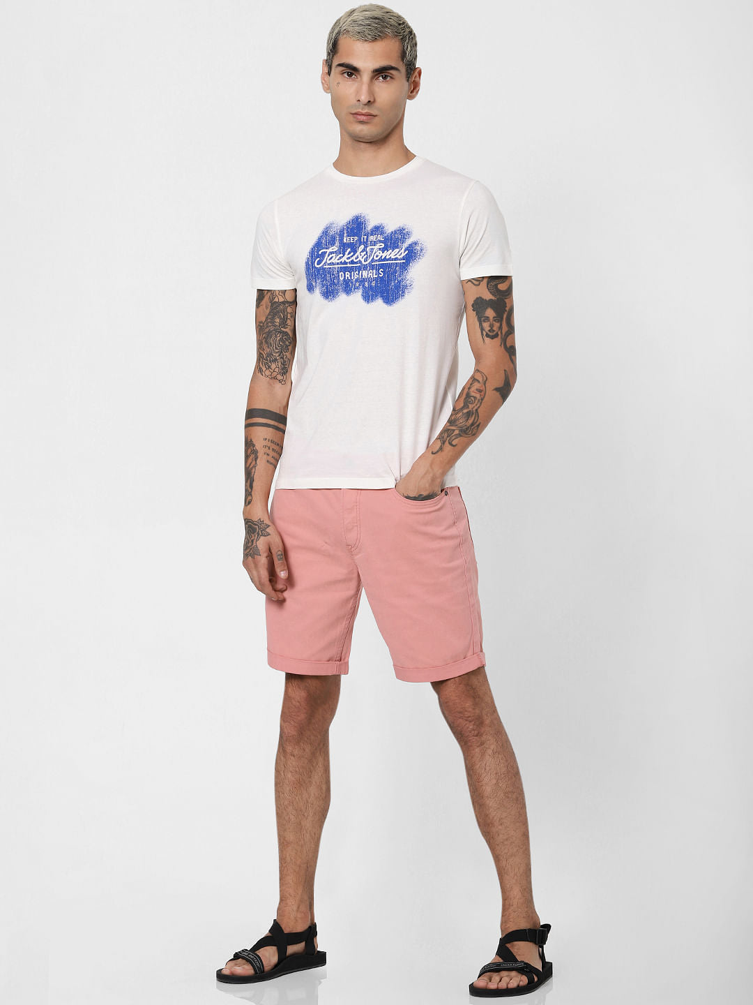 White Logo Print Crew Neck T-shirt
