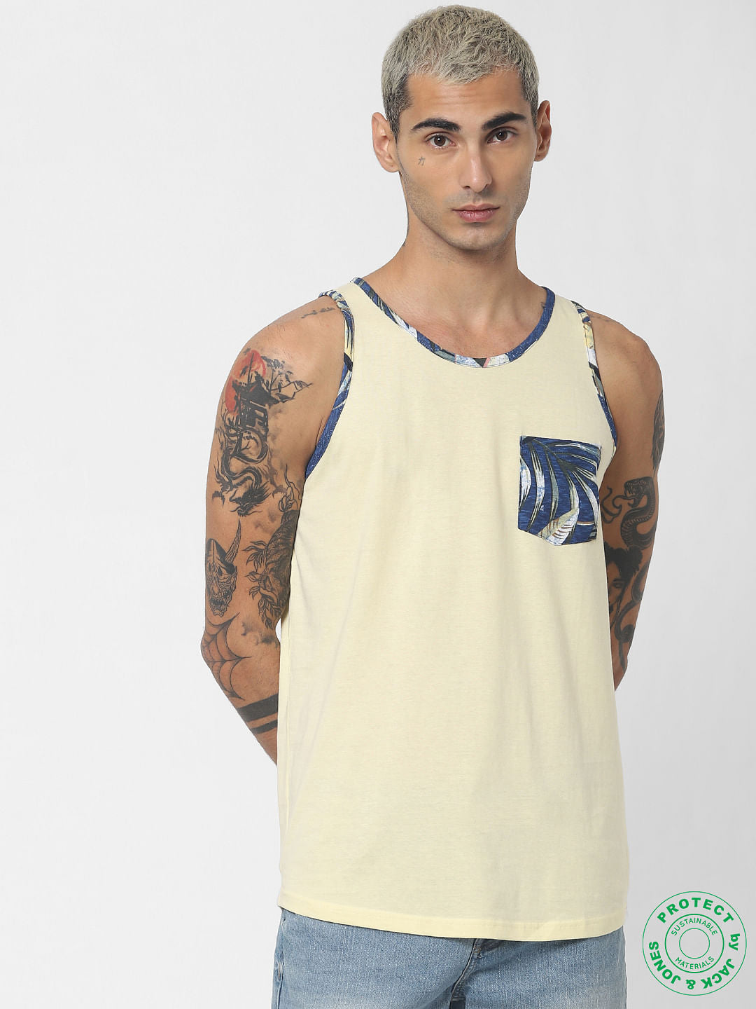 Yellow Patch Pocket Vest - S
