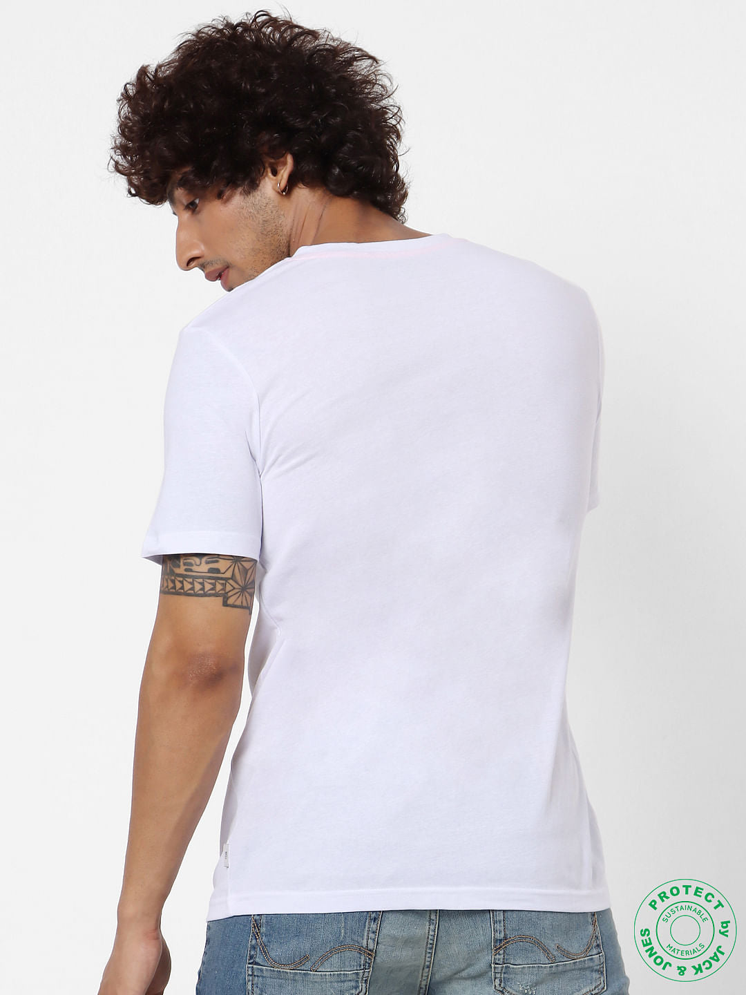 White Logo Print Crew Neck T-shirt